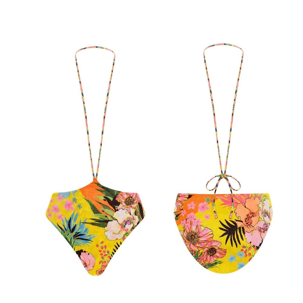 NEW Agua Bendita Anya Waist Strap Bikini Bottom Floral Tropical Size Large